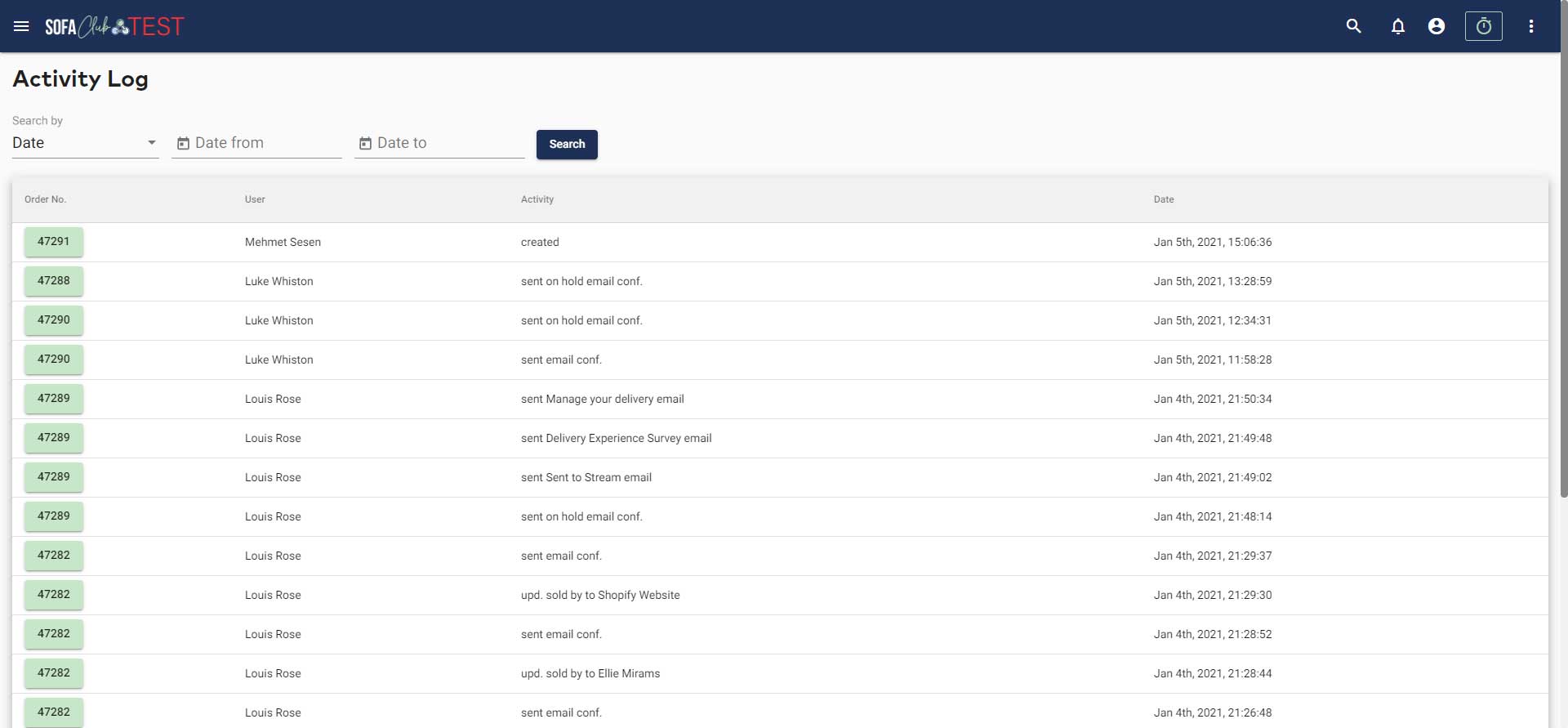 Activity Log