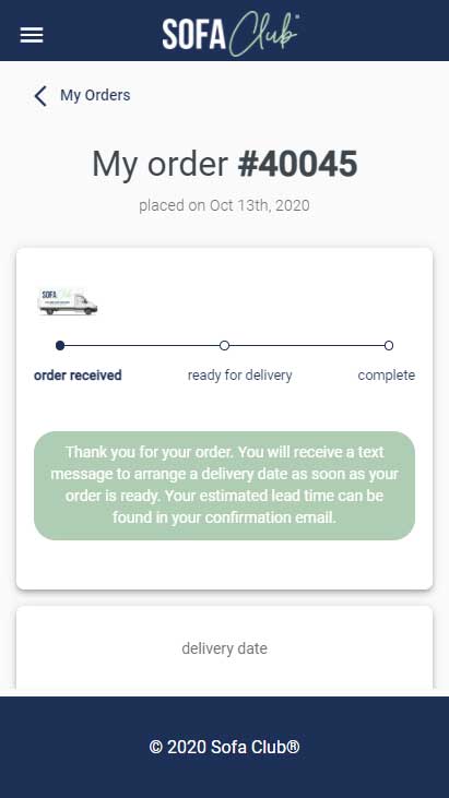 Order detail mobile view